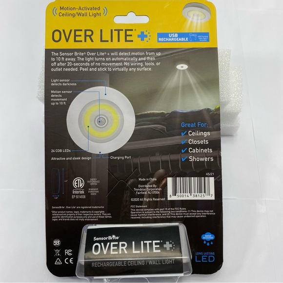 SENSOR BRITE Motion -Activated Ceiling/ Wall Light  USB Rech.Wh. Lig. 6500K - Picture 2 of 6